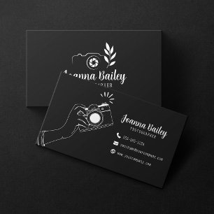 Tarjeta De Visita Fotografía de elegancia en blanco y negro Dibujada