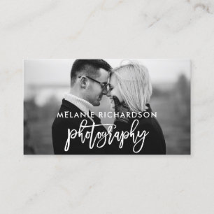 Tarjeta De Visita Fotografía de escritura de pincel moderno BW Photo
