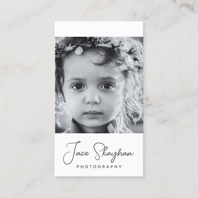 Tarjeta De Visita Fotografía de escritura elegante de firma simple (Anverso)