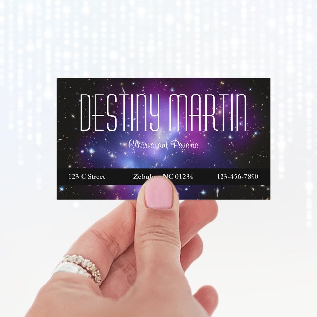 Tarjeta De Visita Fotografía de espacio de clúster de galaxia púrpur (Create your own celestial business cards.)