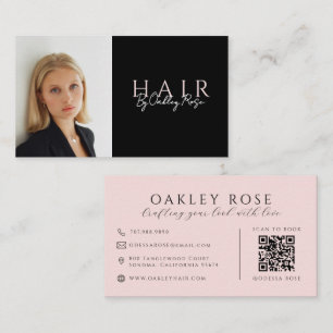 Tarjeta De Visita Fotografía de estilista de cabello moderno con cód