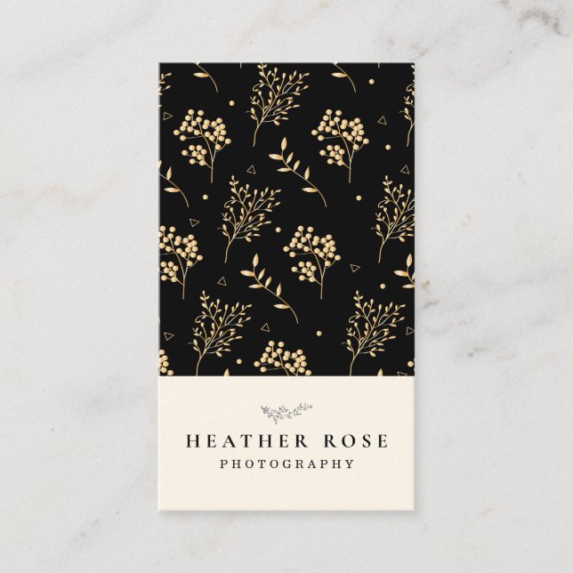 Tarjeta De Visita Fotografía de fondo negro oscuro, foto con logotip (Anverso)