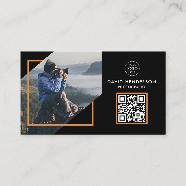 Tarjeta De Visita Fotografía de fotógrafo creativo Código Qr negro (Anverso)