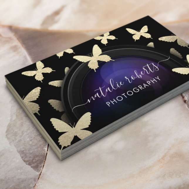 Tarjeta De Visita Fotografía de la cámara de mariposas de oro (Subido por el creador)