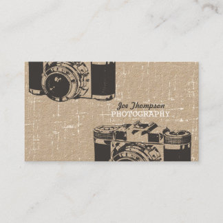 Tarjeta De Visita Fotografía de la cámara grunge de Kraft Vintage