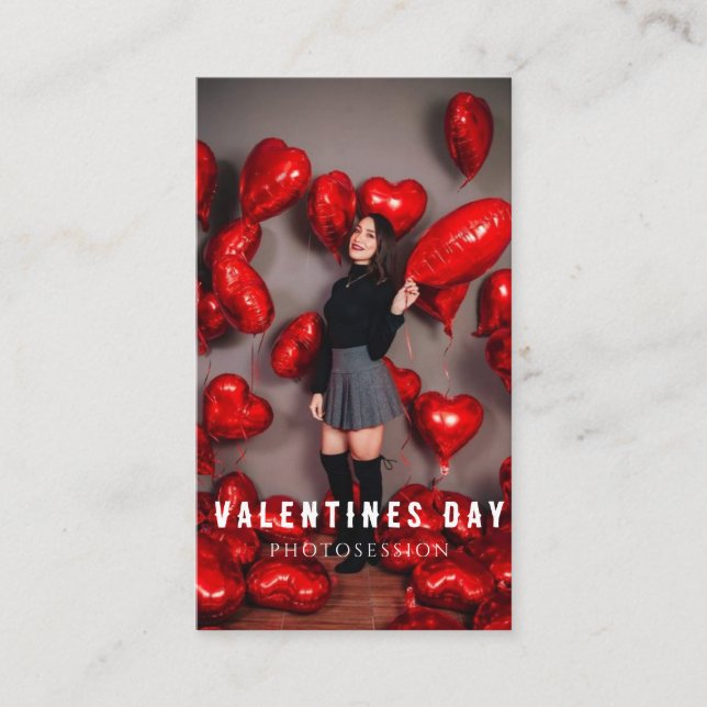 Tarjeta De Visita Fotografía de la Chica el día de San Valentín (Anverso)