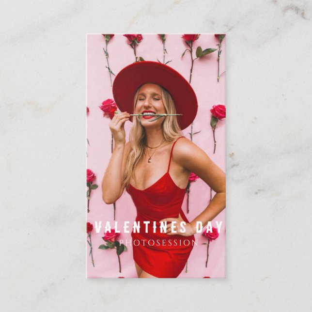 Tarjeta De Visita Fotografía de la Chica el día de San Valentín (Anverso)