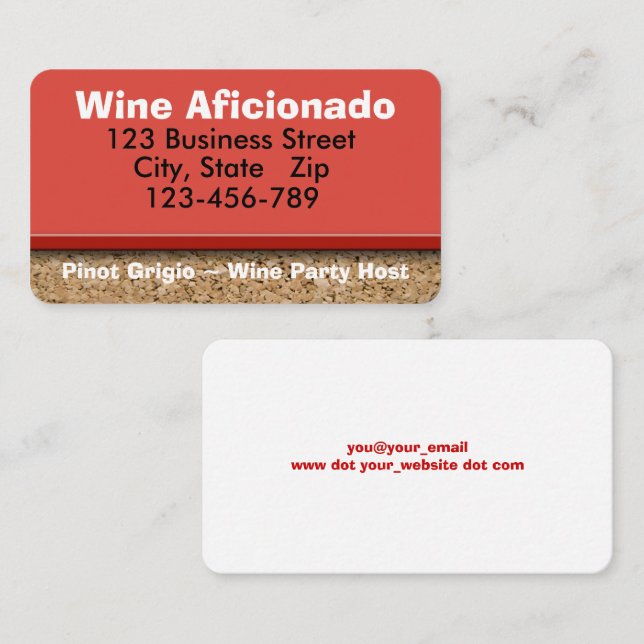 Tarjeta De Visita Fotografía de la frontera de corcho (Anverso / Reverso)