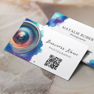 Tarjeta De Visita Fotografía de lente de cámara de color acuático