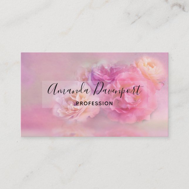 Tarjeta De Visita Fotografía de los claveles rosados y blancos de bo (Anverso)