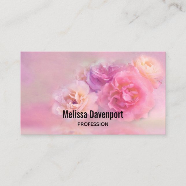 Tarjeta De Visita Fotografía de los claveles rosados y blancos de bo (Anverso)