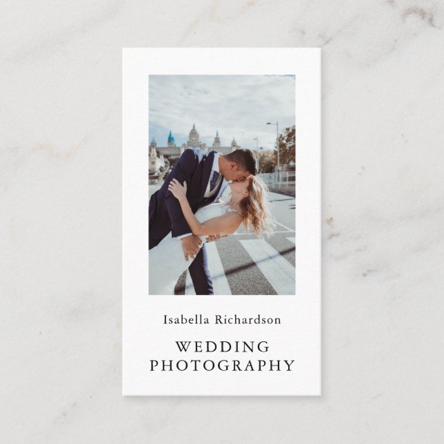 Tarjeta De Visita Fotografía de matrimonio elegante vertical (Anverso)