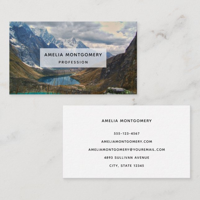 Tarjeta De Visita Fotografía de Montañas Alpinas Escénicas (Anverso / Reverso)
