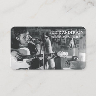 Tarjeta De Visita Fotografía de músico sencillo moderno