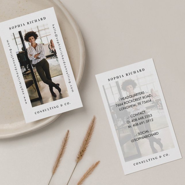 Tarjeta De Visita Fotografía de negocios profesional en blanco mínim (Subido por el creador)