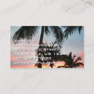 Tarjeta De Visita Fotografía de paisajes tropicales de palmas de sol