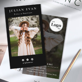 Tarjeta De Visita Fotografía de perfil profesional en negro