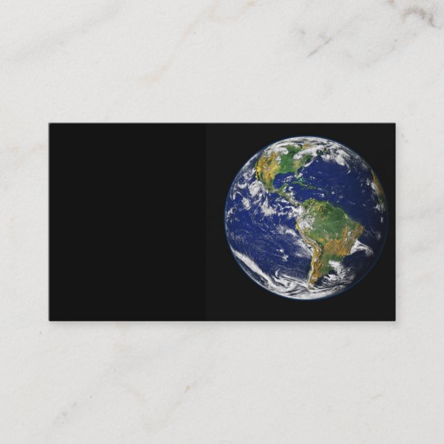 TARJETA DE VISITA FOTOGRAFÍA DE PLANET EARTH SPACE BLUS GREENS BLACK (Anverso)