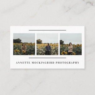 Tarjeta De Visita Fotografía de retrato moderno y simple de tres fo