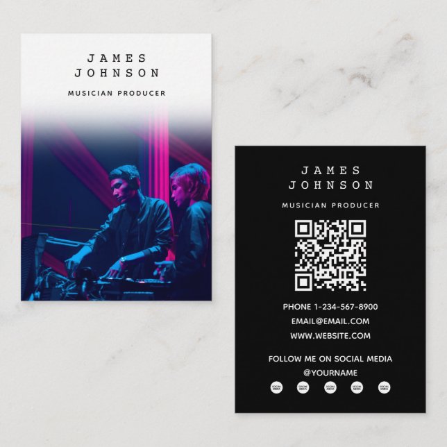 Tarjeta De Visita Fotografía de un simple músico de producción moder (Anverso / Reverso)