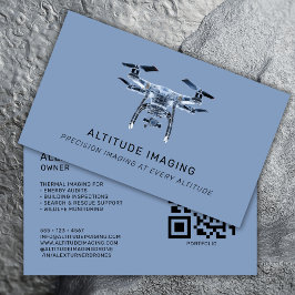 Tarjeta De Visita Fotografía del piloto de drones UAV QR Código azul