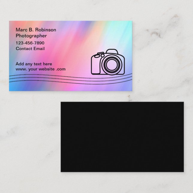 Tarjeta De Visita Fotografía diseñada profesionalmente (Anverso / Reverso)