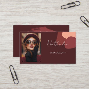 Tarjeta De Visita Fotografía elegante de la visión borgoñona