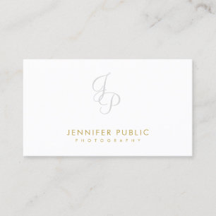 Tarjeta De Visita Fotografía Elegante Monograma Plain Gold Textos Gu