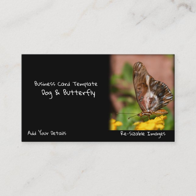 Tarjeta De Visita Fotografía en Jardín Mariposa Alas Perro (Anverso)