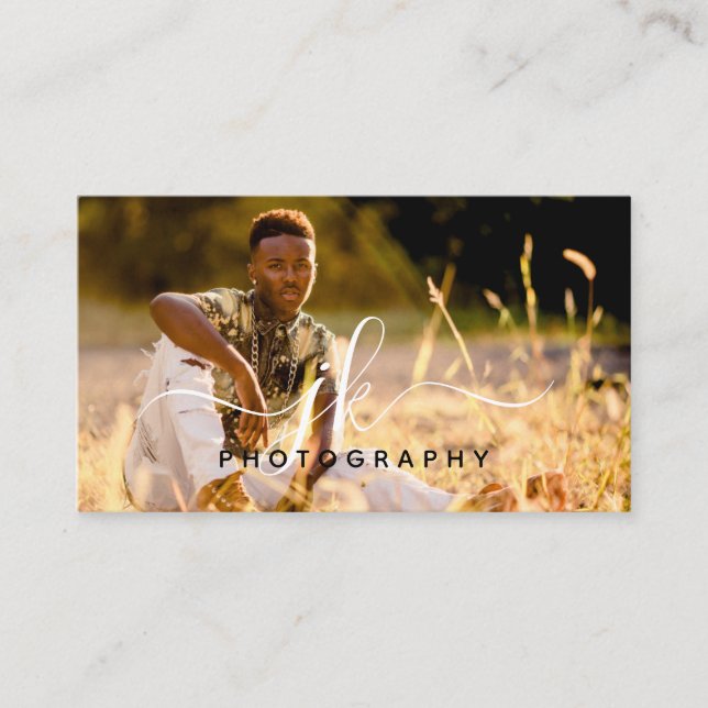 Tarjeta De Visita Fotografía en monograma de iniciaciones de escritu (Anverso)