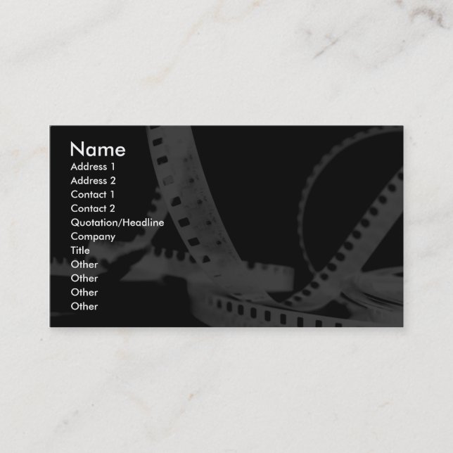 Tarjeta De Visita Fotografía, Flim, entretenimiento (Anverso)
