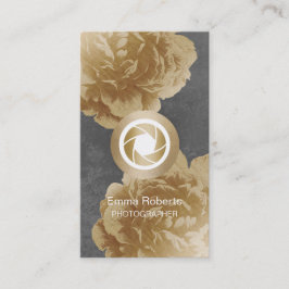 Tarjeta De Visita Fotografía floral del oro de la cámara del