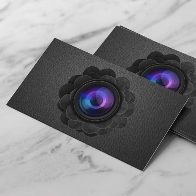 Tarjeta De Visita Fotografía floral negra Elegante fotógrafo oscuro (Subido por el creador)