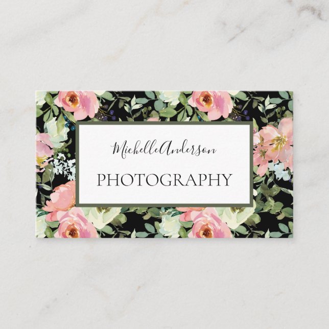 Tarjeta De Visita Fotografía floral rosa (Anverso)