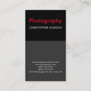 Tarjeta De Visita Fotografía gris negro rojo exclusiva