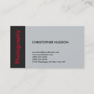 Tarjeta De Visita Fotografía gris rojo de moda