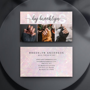 Tarjeta De Visita Fotografía holográfica Tipografía Artista de uñas