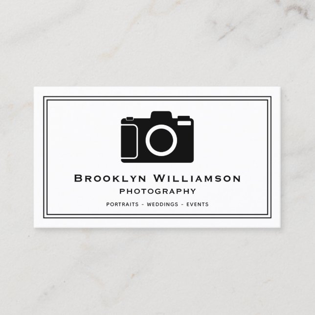 Tarjeta De Visita Fotografía independiente de cámara elegante (Anverso)