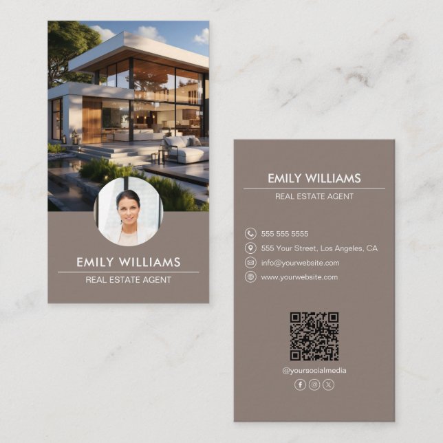 Tarjeta De Visita Fotografía inmobiliaria QR Código QR Medios social (Anverso / Reverso)
