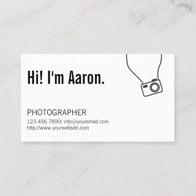 Tarjeta De Visita Fotografía mínima de la cámara (Anverso)