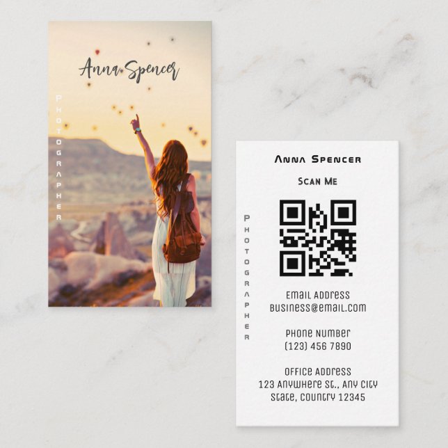 Tarjeta De Visita Fotografía minimalista foto completa simple (Anverso / Reverso)