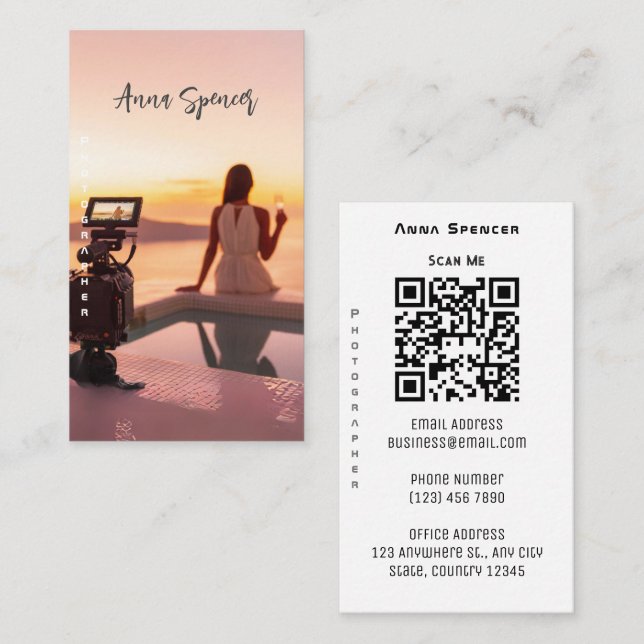 Tarjeta De Visita Fotografía minimalista foto completa simple (Anverso / Reverso)