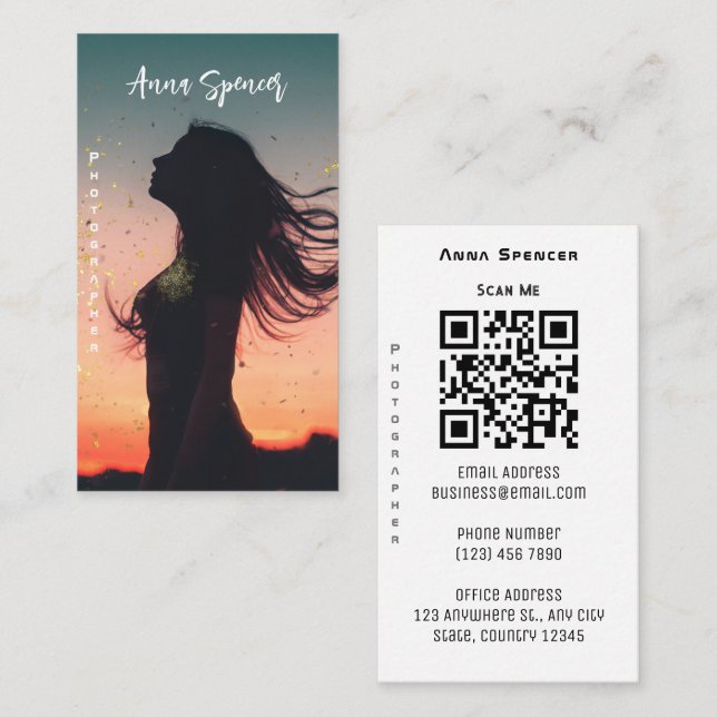 Tarjeta De Visita Fotografía minimalista foto completa simple (Anverso / Reverso)