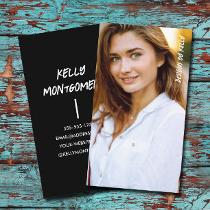 Tarjeta De Visita Fotografía minimalista foto completa simple negro