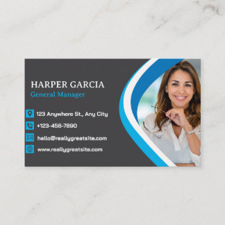 Tarjeta De Visita Fotografía Minimalista moderna gris azul profesion