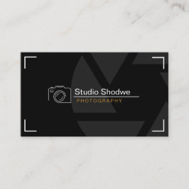 Tarjeta De Visita Fotografía moderna de color blanco negro con marca