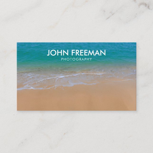 Tarjeta De Visita Fotografía moderna de playa azul (Anverso)