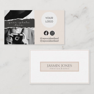 Tarjeta De Visita Fotografía moderna en beige