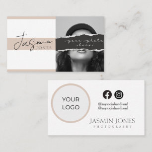 Tarjeta De Visita Fotografía moderna en beige