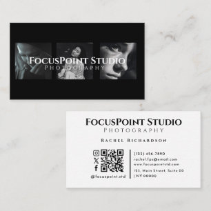 Tarjeta De Visita Fotografía moderna en blanco y negro brillante lim
